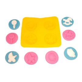 Flexible Molds - Baby Shower - Rocking Horse, Carriage, Rattle, Bear (4 cavity) - Cream Cheese Mint Molds - Candy Melts - Fondant - Caramels - Soft Candy Molds