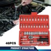 PIT66 46Pcs Set 1/4" Ratchet Wrench Combination Socket Tool Set