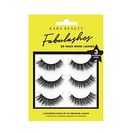 KARA BEAUTY FABULASHES 3 PAIRS ASSORTED Multi-pack 3D Faux Mink False Eyelashes - Style KA3205