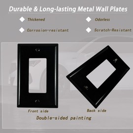 Kisrvopn Metal Electrical Outlet Covers, Light Switch Cover Wall Plates, Mid Size Thicker Switch Plates, Wall Plate of Various Styles for Indoor and Outdoor Cosmic Black (1 Gang Decorator 4 PK)