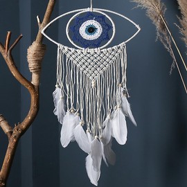 EasyBravo Large Boho Dream Catcher Evil Eye Dream Catcher Macrame Wall Hanging for Vintage Wedding Home Decorations