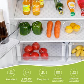 Cooyes Refrigerator Liners, Non-Slip Fridge Liners Washable, Absorbent Refrigerator Shelf Liner for Kitchen Cabinets, Non-Adhesive Refrigerator Mats Fridge bin Liners 12" x 24", 6Pcs