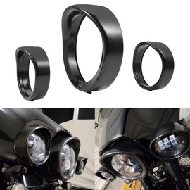 Drytuns Trim Rings Kit for 7" Headlight & 4.5" Fog Light, Decorate Visor for Harley Road King Street Glide Electra Glide Heritage Softail Fat Boy (Black)