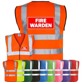 Corporate Togs FIRE WARDEN Printed Vest - High Visibility, Safety Waistcoat Tabard, British Standard CE Marked, Fastening Vest | Protective Safety Wear