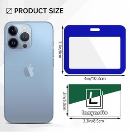 1 Pcs ID Badge Holder with Double-Sided Windows Horizontal Hard Plastic Case Blue Card Protector Pouch for Office School ID Credit Cards Proximity Key Cards Driver’s Licenses and Passes