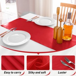 JEVIX 10 Pack Satin Table Runner 12 X 108 Inch Silk Table Runner for Party,Wedding, Birthday, Banquets,Decoration(Red)