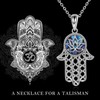 TIGER RIDER Hamsa Hand Necklace 925 Sterling Silver Abalone Shell
