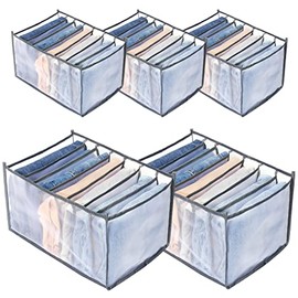 TIGARI Wardrobe Clothes Organizer for Drawers, Washable Clothes Organizer for Folded Clothes, Clothing Storage, Portable Closet Organizer for Thin Jeans, Trousers, T-shirts, Skirts (Gray)