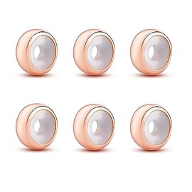 SOUKISS Soulbeads 2Pcs 925 Sterling Silver Stopper Rubber Beads Charm for European Snake Chain Bracelet, No Gemstone