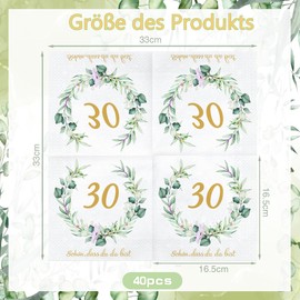 Wishstar Napkins 30th Birthday, Napkins Eucalyptus Birthday, Schön das du da bist serviettes, lavender bags