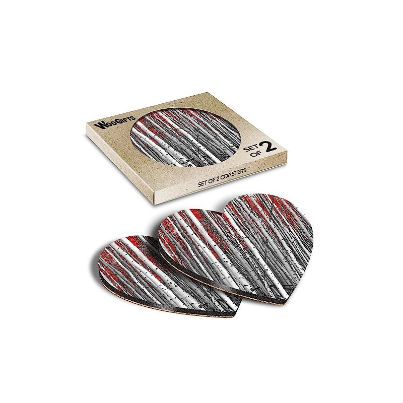 2 x Heart Coasters - Autumn Red Aspen Trees Nature
