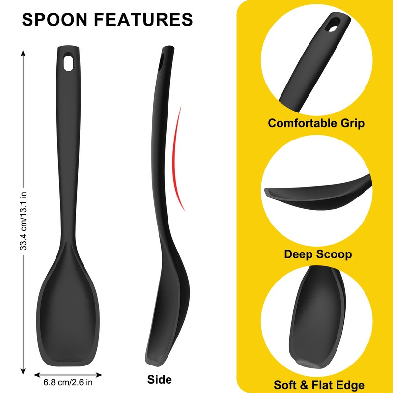 2 Pack Silicone Cooking Spoon, 13.1 In, Large Kitchen Spoons