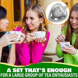 Infusor de t de corazn de 10 piezas para t de hojas sueltas ms empinado, coladores de acero inoxidable resistentes al xido con cierre seguro, diseo...