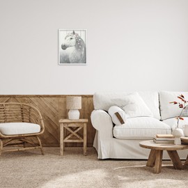 Stupell Industries Spirit Stallion Horse with Flower Crown Wall Art, 16 x 20, White Framed