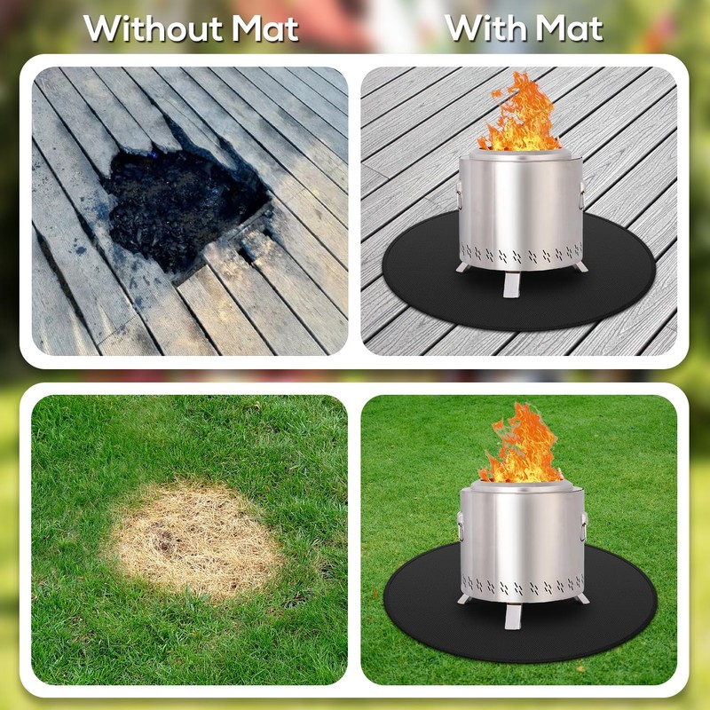 48'' Fire Pit Mat for Solo Stove Bonfire, Round Fireproof