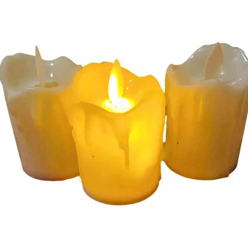 12 Velas Luz Led Ámbar Derretidas Navidad Halloween 9cm