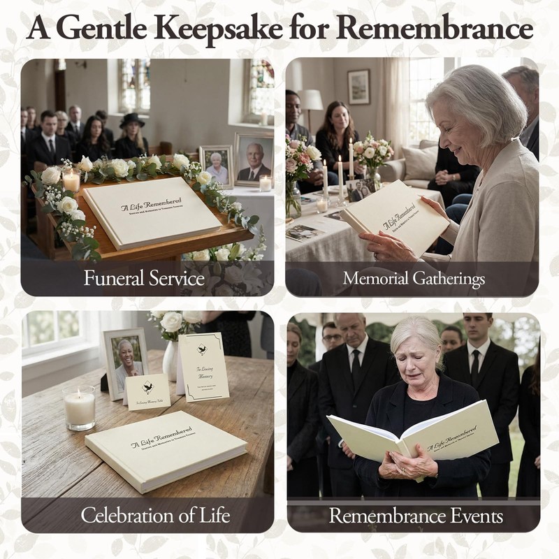 Condolence Book, Funeral Guest Book, in Loving Memory, 120 Blank