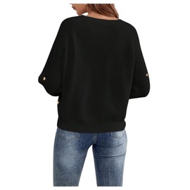 GORGLITTER Women's Cardigan Casual Knitted Coat Outwear Pullover Thin Jacket Sweater Coat with Heart Embroidery, black