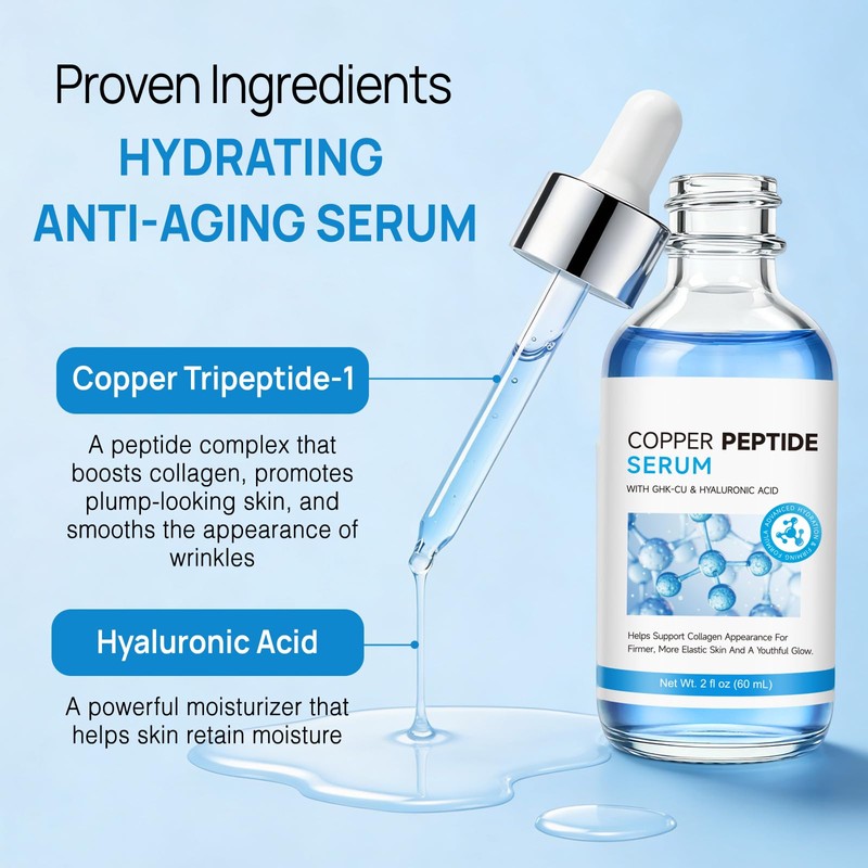 GHK-Cu Copper Peptides Serum for Face – Anti-Aging Collagen Booster