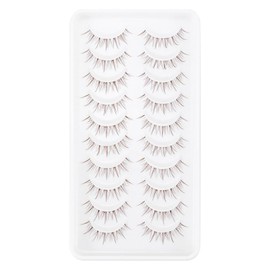 10 Pares de Pestañas Marrones con Banda Transparente, Estilo Manga, para Cosplay de Anime Japonés, Pestañas Postizas Asiáticas de Aspecto Natural Como Grupos Individuales(A15-Banda Transparent