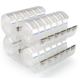 JEFURE JEFURE 24 Pcs Transparent Tape with Dispenser, 0.7 in x 1000 in Clear Tapes and Refillable Dispensers, Office Tape Rolls with Dispenser Bulk for Craft Jobs, Gift Wrapping, Repairing, Home and School