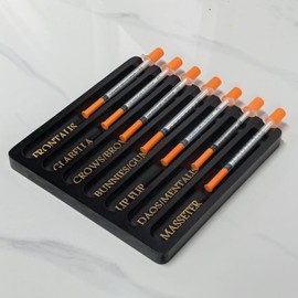 Aesthetic Practitioner Syringe Tray with Slot Label, Bamboo Aesthetic Physician Syringe Preparation Tray, Syringe Tray for Aestheticians and Nurses, Syringe Storage Tray with 7 Flutes (Black)