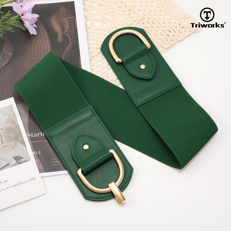 TRIWORKS - Cinturón elástico ancho para mujer, cinturón elástico para