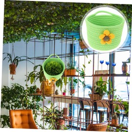 Ciieeo Elegant Wall Hanging Basket Woven Basket for Desktop Home Decor Fresh/dried Flower Holder Green Cotton Rope Sundries Organizer