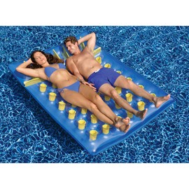 Swimline 90361 36 Pocket Inflatable Dual Mattress Blue & Yellow