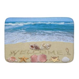 Beach and Shells Bathroom Rugs Bath Mat Door Mats,Shaggy Bathroom Floor Carpet, Bathroom Decor Rug Doormat Kitchen Toilet Floor Rug 24X16 inches