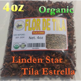 Mexican Herbs & Roots 4oz Flor de Tila Tilo,Tila star, Linden flowers, Linden star,Te de Tila Estrella