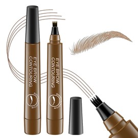 New Sensation Eyebrow 4D Liquid Eyebrow, Long-lasting Brow Color, Smudge-proof, Vivid Color, Fork-shaped Brush, Liquid Eyebrow, Waterproof Cosmetics Makeup Pen 4 Tip Eyebrow, 4 Tipped Precise Brow Pen