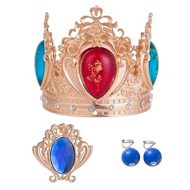 Yan Dream Princess Crown and Amulet BLue Clip-on Earrings Kit for Girls Women Costume Accessories, Average, Metal
