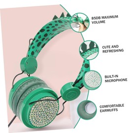 SEWACC Dinosaur Headphones with Microphone Ear Headset for Cartoon Rhinestone Design Cable Compatible with Tablets Laptops Smartphones Safe Volume Control for Boys
