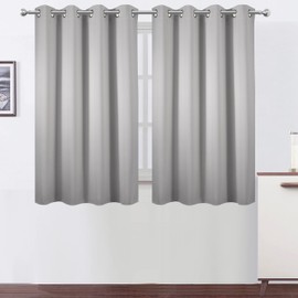 LEMOMO Blackout Curtains 52 x 45 inch/Light Grey Curtains Set of 2 Panels/Thermal Insulated Room Darkening Bedroom Curtains
