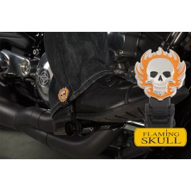 Biker Boot Straps 4" Flaming Skull Biker Boot Straps
