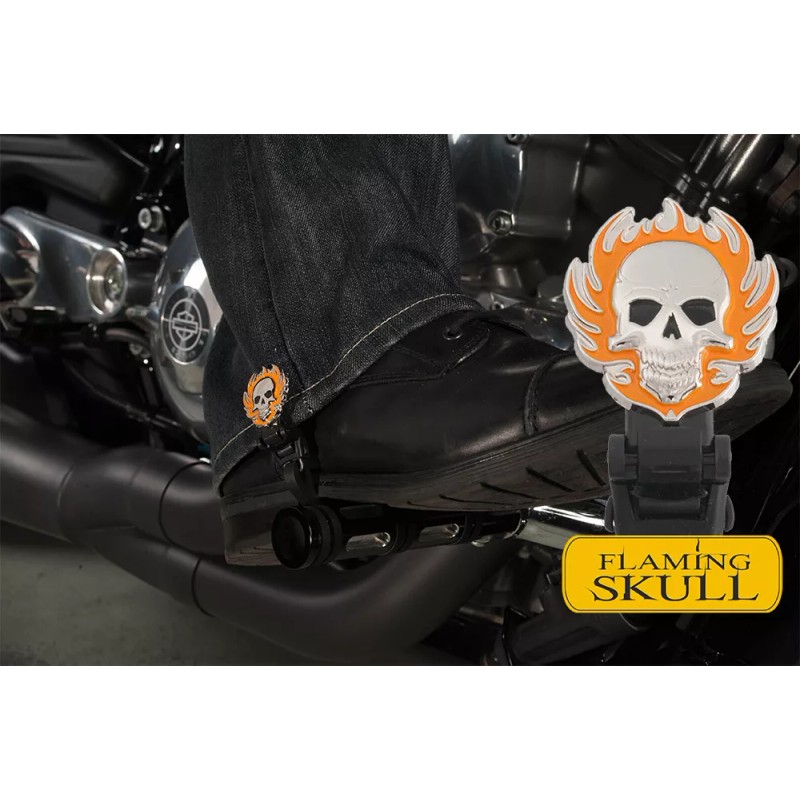 Biker Boot Straps 4" Flaming Skull Biker Boot Straps