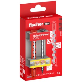 fischer HybridPower 10 x 90 T, dowels for maximum load capacity and safety, easy installation without setting tools, universal for perforated and solid building materials, masonry, concrete, safe even