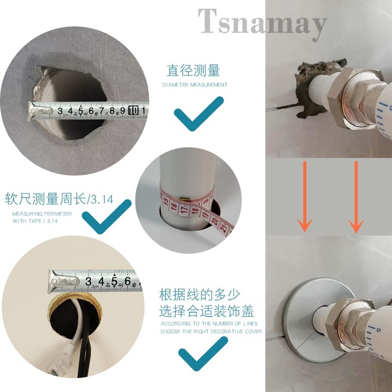 Tsnamay 2 Pcs Wall Split Flange, ABS Square Self-Adhesive Escutcheon