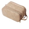 Premium Toiletry Travel Bag, Suede Leather, Multi-Compartment Dopp Kit with