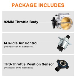 92MM Fuel Injection Throttle Body for GM Gen III LS1 LS2 LS3 LS6 LS7 SX LS LSX Intake Manifold with TPS Throttle Position Sensors 4 Bolt Aluminum - Drive by Cable(Silver)