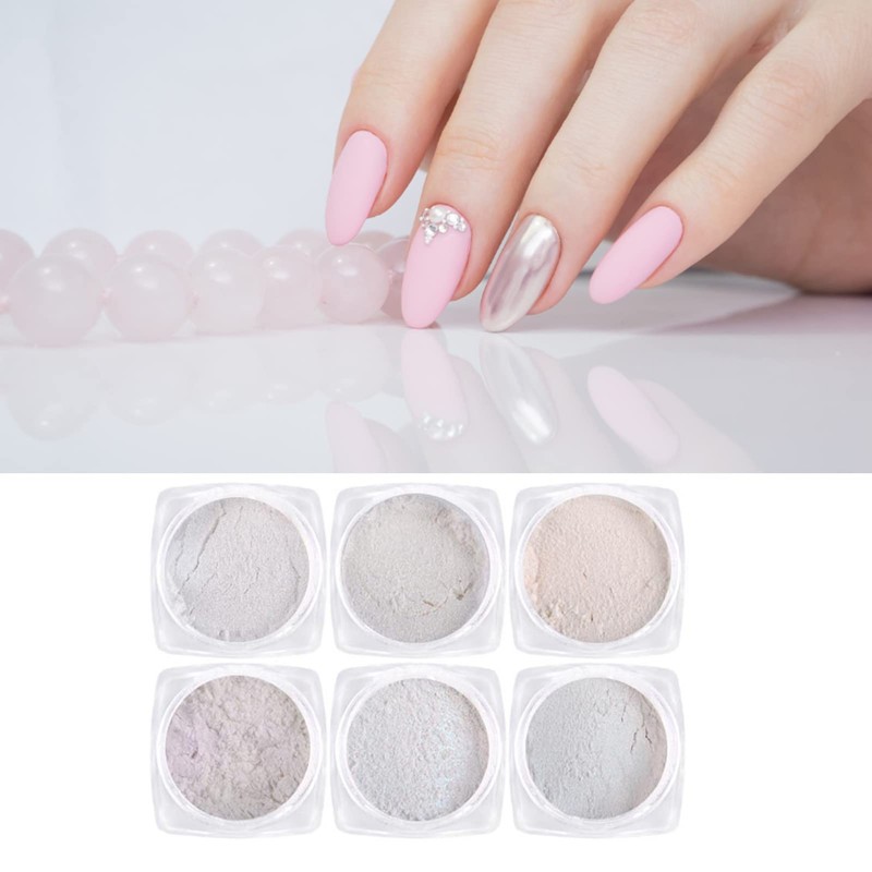 Polvo de Uñas con Efecto Espejo, 6 Piezas Profesional Delicado
