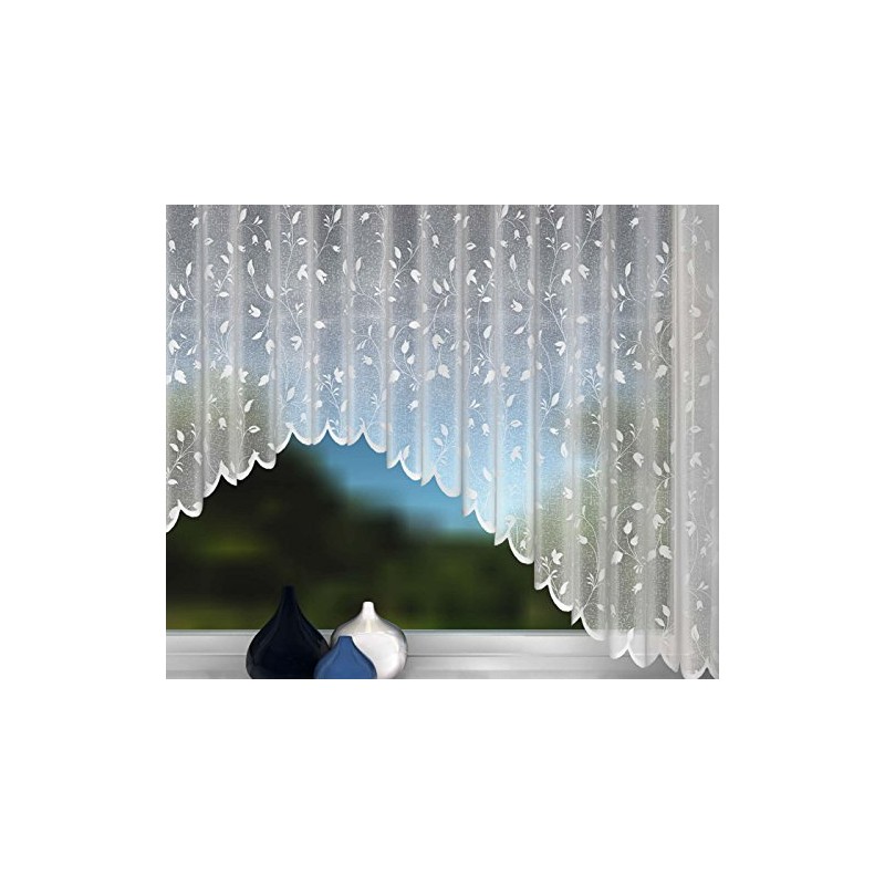 Net Curtain Jardiniere, White Nets Lace Ready to Hang, Ellie,