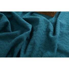 BELIZZI HOME 100% Cotton Bed Blanket, Breathable Thermal Blanket Twin Size, Soft Chevron 60 inch x90 , Perfect for Layering Any All Season, Teal