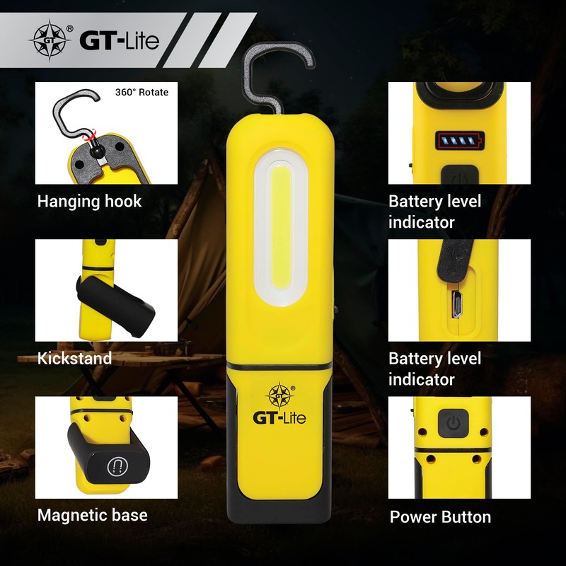 GT-Lite 2 Pack LED Rechargeable Work Light - 600 Lumen