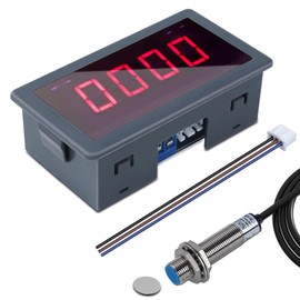 DONGKER Digital LED Tachometer, AC 230 V 110 V Digital RPM Motor Tachometer with Hall Proximity Switch Sensor NPN Tachometer