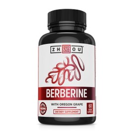 Zhou Berberine with Oregon Grape - Berberine Supplement for Women & Men, Gut Health, Metabolic Function, Berberine 1000mg Per Capsule - 60 Vegetarian Capsules (Pack of 1)