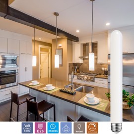 Leools E26 LED Light Bulb, T30 11.8inch Long Tubular Matt Opal Porcelain Dimmable Frosted, 12W Equal 100W, 2700K Warm White, CRI90+, 1000LM, 4 Pack