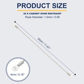 PATIKIL 12" Cabinet Door Restraint, 20 Pcs Cabinet Hinge Limiter Stainless Steel Flexible Braided Cable for Limiting Chest Cupboard Door Swing Closet Opening Angle