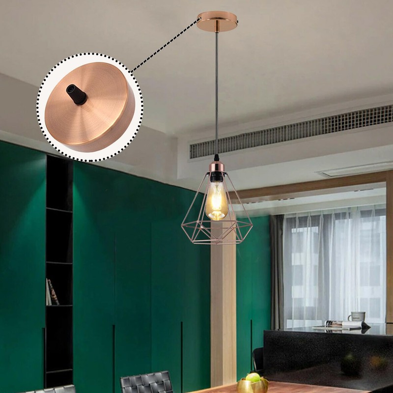 LEDSone 100mm Black Ceiling Rose Pendant Lamp with Cable Handle